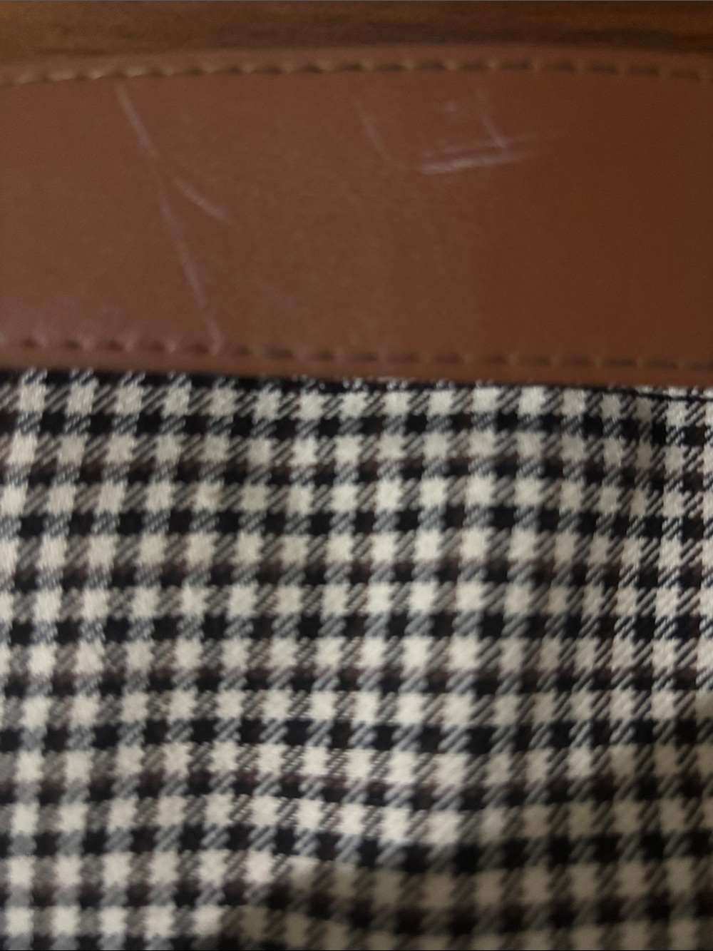 Zara Black & Cream Houndstooth A-Line Skirt with Tan Belt - Picture 5 of 5